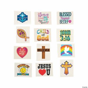 Apparel & Accessories |  1 1/2″ Bulk 72 Pc. Religious Inspirational Temporary Tattoos Apparel & Accessories Apparel & Accessories