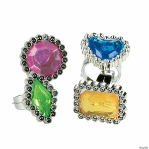 Apparel & Accessories |  1″ Bulk 72 Pc. Purple, Blue, Green & Yellow Colorful Plastic Rhinestone Rings Apparel & Accessories Apparel & Accessories