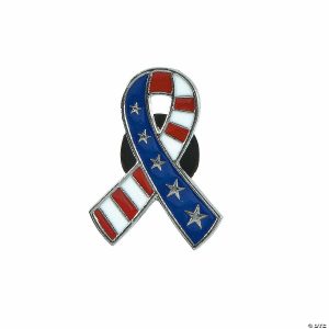 Apparel & Accessories |  1″ Patriotic Red, White & Blue USA Metal Ribbon Pins – 36 Pc. Apparel & Accessories Apparel & Accessories