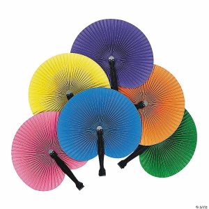 Apparel & Accessories |  10 1/2″ Bright Colors Folding Paper Hand Fans – 12 Pc. Apparel & Accessories Apparel & Accessories