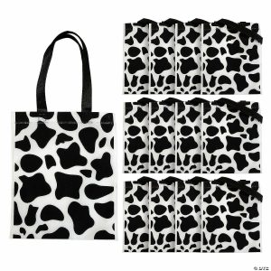 Apparel & Accessories |  10″ x 12″ Medium Cow Print Nonwoven Tote Bags – 12 Pc. Apparel & Accessories Apparel & Accessories