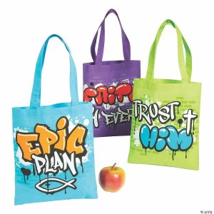 Apparel & Accessories |  10″ x 12″ Medium Jesus Graffiti Nonwoven Tote Bags – 12 Pc. Apparel & Accessories Apparel & Accessories