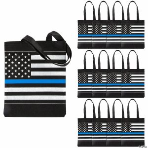 Apparel & Accessories |  10″ x 12″ Medium Thin Blue Line Nonwoven Tote Bags – 12 Pc. Apparel & Accessories Apparel & Accessories