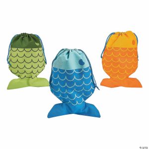 Apparel & Accessories |  10″ x 14 1 2″ Little Fisherman Bright Color Fish Drawstring Bags – 12 Pc. Apparel & Accessories Apparel & Accessories