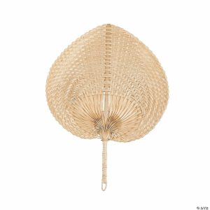 Apparel & Accessories |  11″ x 15″ Natural Leaf-Shaped Bamboo Paper Hand Fans – 12 Pc. Apparel & Accessories Apparel & Accessories