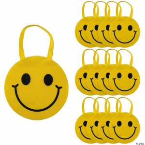 Apparel & Accessories |  12″ x 12″ Smile Face Round Nonwoven Tote Bags – 12 Pc. Apparel & Accessories Apparel & Accessories