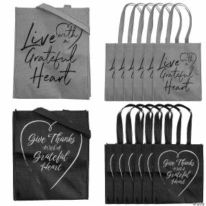 Apparel & Accessories |  12″ x 14″ Large Grateful Heart Shopper Tote Bags – 12 Pc. Apparel & Accessories Apparel & Accessories