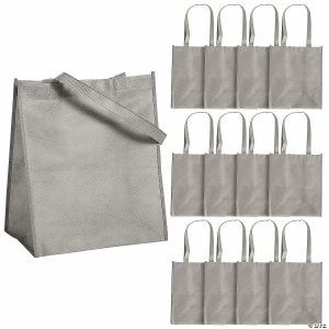 Apparel & Accessories |  12″ x 14″ Large Grey Shopper Nonwoven Tote Bags – 12 Pc. Apparel & Accessories Apparel & Accessories