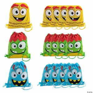 Apparel & Accessories |  12″ x 15″ Medium Nonwoven Silly Monster Drawstring Bags – 12 Pc. Apparel & Accessories Apparel & Accessories