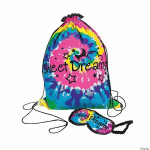 Apparel & Accessories |  12″ x 16″ Tie-Dyed Sleepover Drawstring Bag with Eye Mask – 2 Pc. Apparel & Accessories Apparel & Accessories