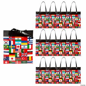 Apparel & Accessories |  14 1/2″ x 17″ Large Nonwoven Flags of All Nations Tote Bags – 12 Pc. Apparel & Accessories Apparel & Accessories