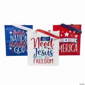 Apparel & Accessories |  15″ x 17″ Large Faith Fourth of July Nonwoven Tote Bags – 12 Pc. Apparel & Accessories Apparel & Accessories