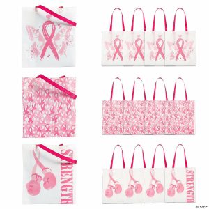 Apparel & Accessories |  15″ x 17″ Large Nonwoven Pink Ribbon Awareness Tote Bags – 12 Pc. Apparel & Accessories Apparel & Accessories