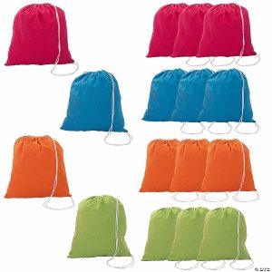 Apparel & Accessories |  16″ x 17 1 2″ Neon Canvas Drawstring Bags – 12 Pc. Apparel & Accessories Apparel & Accessories