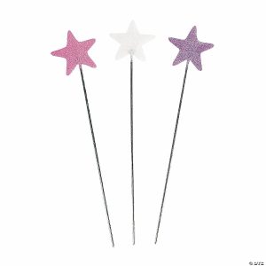 Apparel & Accessories |  19″ Pastel-Colored Star with Glitter Plastic Wands- 12 Pc. Apparel & Accessories Apparel & Accessories