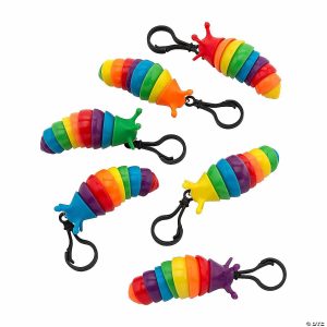 Apparel & Accessories |  3 1/2″ x 2″ Rainbow Fidget Slug Backpack Clip Keychains – 24 Pc. Apparel & Accessories Apparel & Accessories