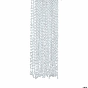 Apparel & Accessories |  33″ Bulk 48 Pc. White Glossy Plastic Bead Breakaway Necklaces Apparel & Accessories Apparel & Accessories