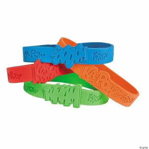 Apparel & Accessories |  7 1/4″ Superhero Comic Book Sound Effects Rubber Bracelets – 24 Pc. Apparel & Accessories Apparel & Accessories