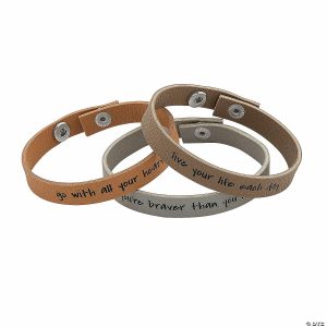 Apparel & Accessories |  8 3/4″ Inspirational Tan, Brown & Grey Leather Bracelets – 12 Pc. Apparel & Accessories Apparel & Accessories