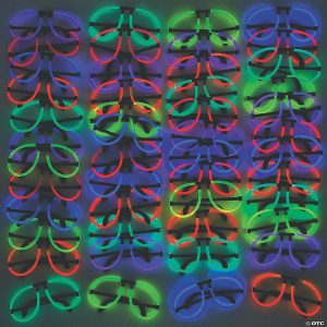 Apparel & Accessories |  8″ Bulk 48 Pc. Red, Blue & Green Glow Glasses with Black Plastic Ear Pieces Apparel & Accessories Apparel & Accessories