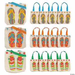 Apparel & Accessories |  8″ Mini Flip Flop Canvas Tote Bags – 12 Pc. Apparel & Accessories Apparel & Accessories