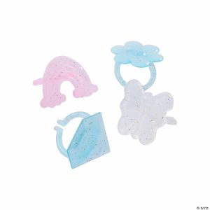 Apparel & Accessories |  Bulk 48 Pc. Flower, Rainbow, Diamond, Butterfly Glitter Rings Apparel & Accessories Apparel & Accessories