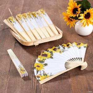 Apparel & Accessories |  Bulk 48 Pc. Sunflower Printed Folding Hand Fans Apparel & Accessories Apparel & Accessories