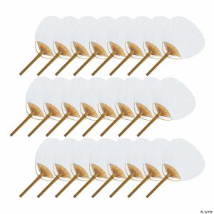 Apparel & Accessories |  Bulk  48 Pc. White Bamboo Paddle Hand Fans Apparel & Accessories Apparel & Accessories