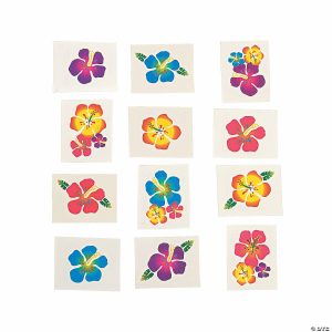 Apparel & Accessories |  Bulk 72 Pc. Hibiscus Glitter Temporary Tattoos – 72 Pc. Apparel & Accessories Apparel & Accessories