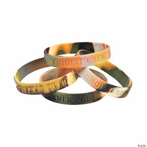 Apparel & Accessories |  Camouflage Army Sayings Rubber Bracelets – 12 Pc. Apparel & Accessories Apparel & Accessories