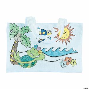 Apparel & Accessories |  Color Your Own Large Tropical Canvas Tote Bags – 12 Pc. Apparel & Accessories Apparel & Accessories