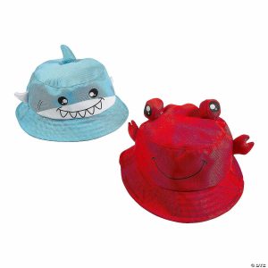 Apparel & Accessories |  Kids Crab & Shark-Shaped Bucket Hats – 12 Pc. Apparel & Accessories Apparel & Accessories