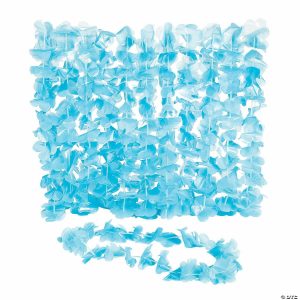 Apparel & Accessories |  Light Blue Flower Plastic Leis – 12 Pc. Apparel & Accessories Apparel & Accessories