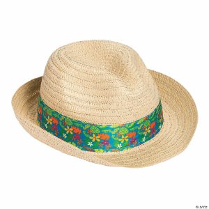 Apparel & Accessories |  Luau Fedoras with Printed Band – 12 Pc. Apparel & Accessories Apparel & Accessories