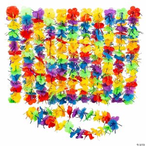 Apparel & Accessories |  Rainbow Tinsel Hawaiian Polyester Leis- 12 Pc. Apparel & Accessories Apparel & Accessories