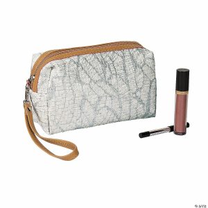 Apparel & Accessories |  White Makeup Bag with Faux Leather Trim Apparel & Accessories Apparel & Accessories