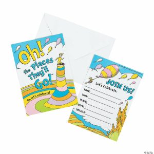 Invitations & Stationery |  5″ x 7″ Dr. Seuss™ Oh, the Places They&’ll Go Cardstock Invitations – 24 Pc. Invitations & Stationery Invitations & Stationery