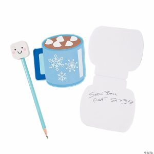 Invitations & Stationery |  Marshmallow & Hot Cocoa Notepads with Pencils – 12 Pc. Invitations & Stationery Invitations & Stationery