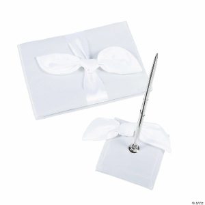 Invitations & Stationery |  Tied Bow Wedding Guest Book & Pen Set – 2 Pc. Invitations & Stationery Invitations & Stationery