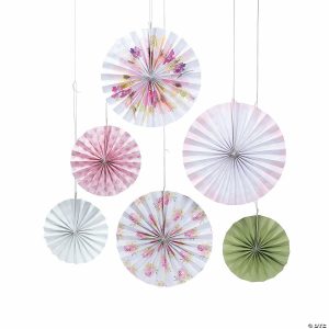 Party Decorations |  10″ – 14″ Garden Party Printed Hanging Fans – 6 Pc. Party Decorations Party Decorations