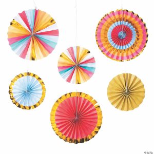 Party Decorations |  10″ – 14″ Happy Day Party Hanging Paper Fans – 6 Pc. Party Decorations Party Decorations