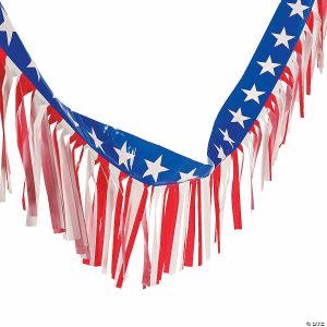 Party Decorations |  100 Ft. x 14″ Patriotic Red, White & Blue Fringe Plastic Garland Party Decorations Party Decorations