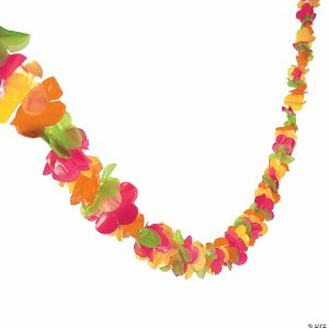 Party Decorations |  100 Ft. x 2″ Multicolored Hawaiian Flower Lei Plastic Garland Party Decorations Party Decorations