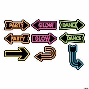 Party Decorations |  12 3/4″ – 28″ Glow Party Directional Sign Cutouts – 6 Pc. Party Decorations Party Decorations