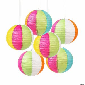 Party Decorations |  12″ Beach Ball Hanging Paper Lanterns – 6 Pc. Party Decorations Party Decorations