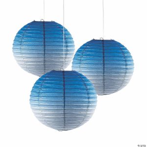 Party Decorations |  12″ Blue Ombre Hanging Paper Lanterns – 3 Pc. Party Decorations Party Decorations