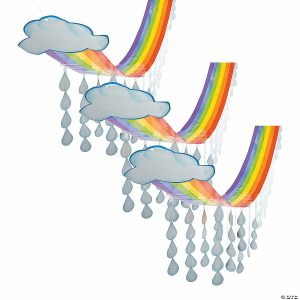 Party Decorations |  12 Ft. x 32″ Bulk 3 Pc. Rainbow Cloud & Rain Drops Ceiling Decorations Party Decorations Party Decorations