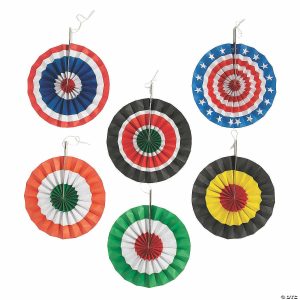 Party Decorations |  12″ International Games Hanging Paper Fans – 6 Pc. Party Decorations Party Decorations