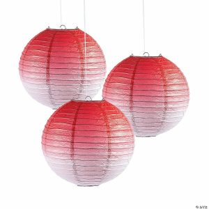 Party Decorations |  12″ Red Ombre Hanging Paper Lanterns – 3 Pc. Party Decorations Party Decorations