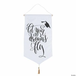 Party Decorations |  16 1/2″ x 28 1 2″ Graduation Let Your Dreams Fly White Canvas Column Banner Party Decorations Party Decorations